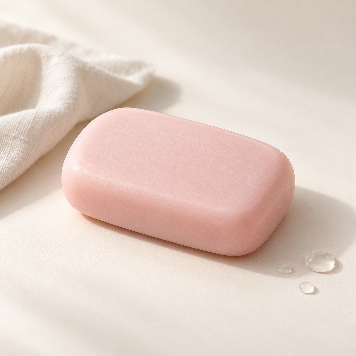 Pink rounded rectangular amino acid cleansing bar