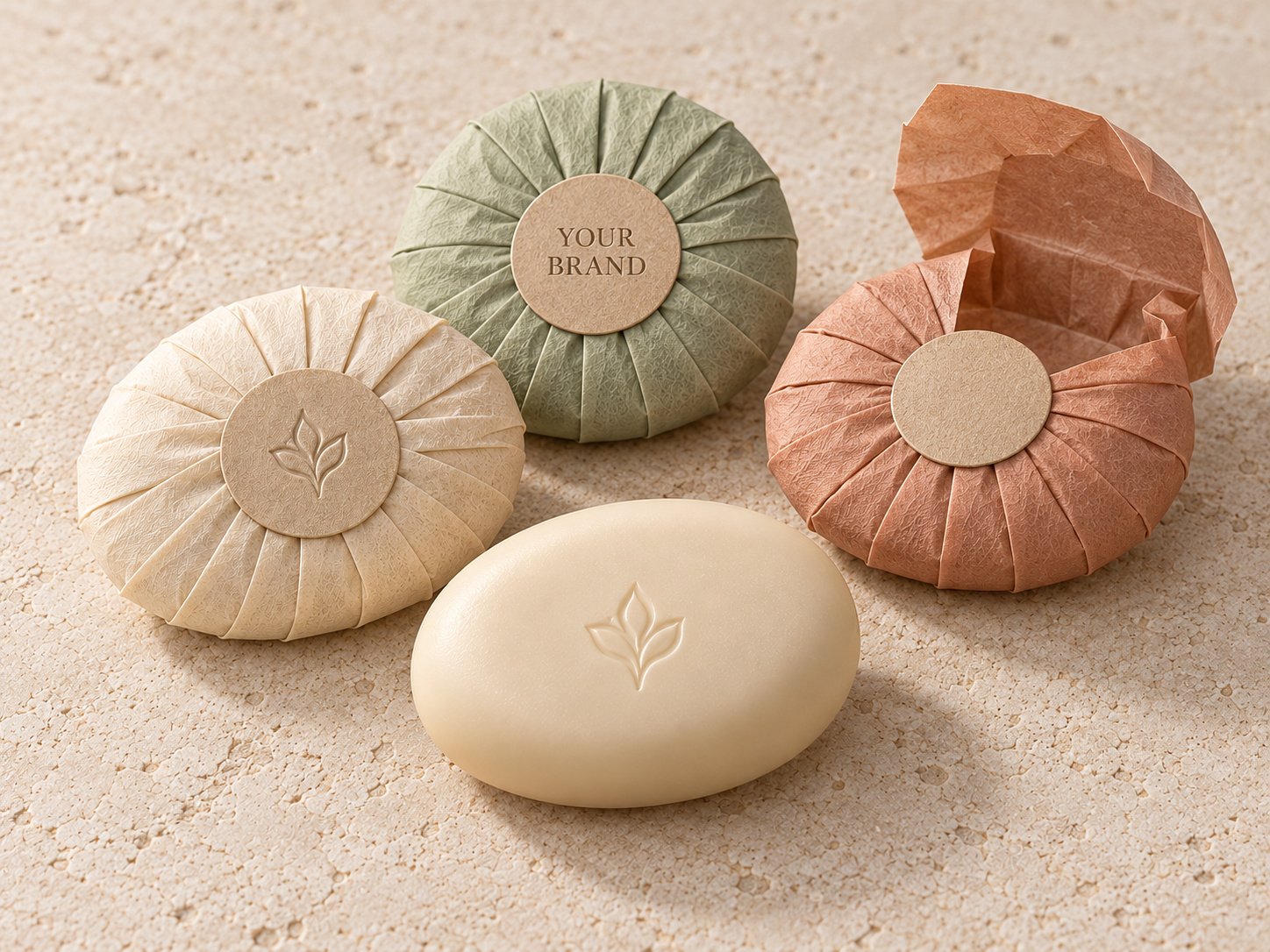 Private Label Hotel Soap with Pleated Paper Wrap — Packaging concept · 3 / 3