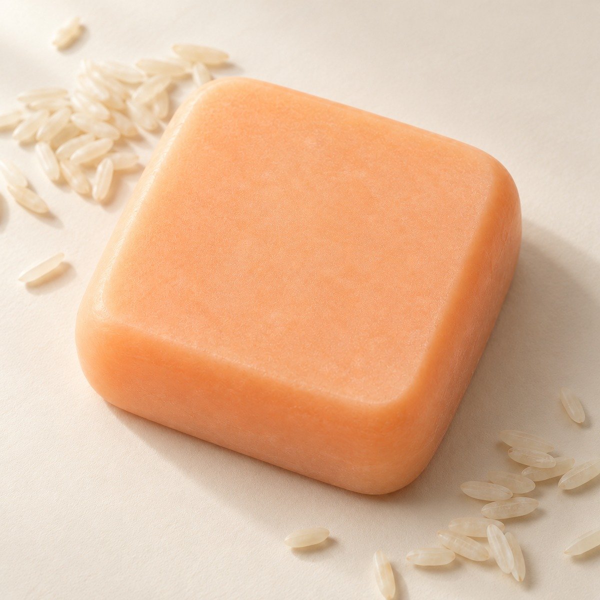 Orange rectangular kojic acid soap bar with rounded corners