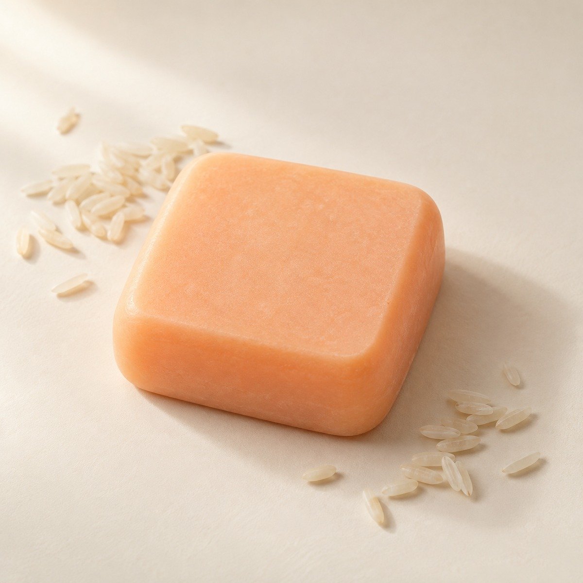 Orange rectangular kojic acid soap bar with rounded corners